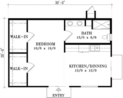 Cottage Style House Plan 1 Beds 1 Baths 600 Sqft Plan 1 118