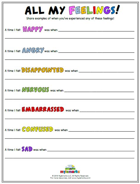 Help Kids Explore Their Feelings And Share Examples With This Helpful