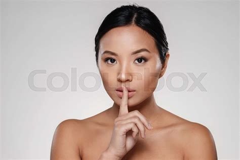 Beauty Portrait Of A Pretty Half Naked Asian Woman Stock Image Colourbox