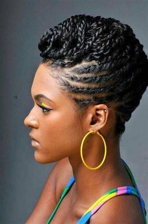 When pinning it on top, hide the ends under the other braids and twists. flat twist hairstyles updo | Hair styles, Flat twist ...