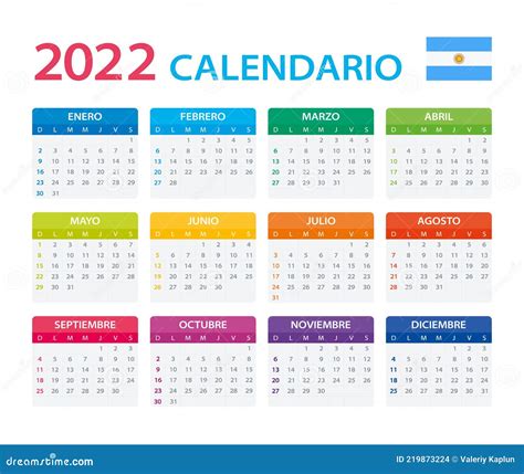 Ilustração Do Vetor Argentino Do Calendário 2022 Versão Argentina