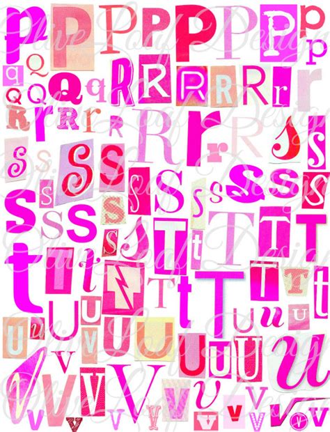 Pink Printable Digital Alphabet A To Z Symbols And Numbers Etsy