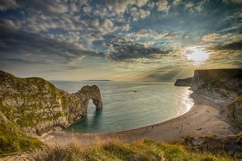 England Limestone Sea Earth Cliff Dorset Durdle Door Shore
