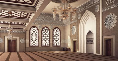 El Rayan Mosque Interior Design On Behance Mosque Design Islamic