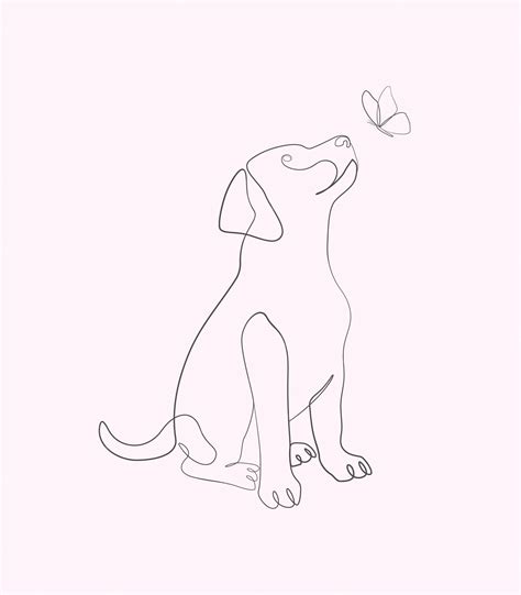 Premium Vector Dog And Butterfly One Line Art Drawing