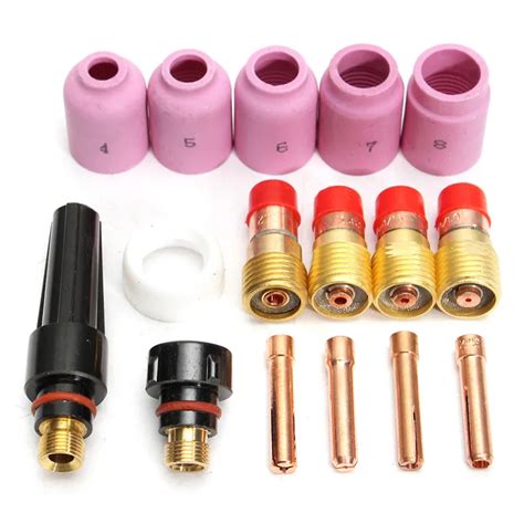 Tig Welding Torch Collets Body Stubby Gas Lens Cup Ceramic Cup For Wp