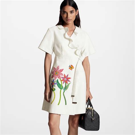 Shop Louis Vuitton 2023 Ss Lv X Yk Flowers Ruffle Trim Wrap Dress By