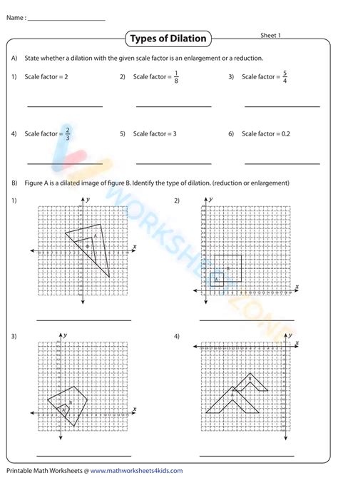 Identifying The Type Of Dilation Worksheet