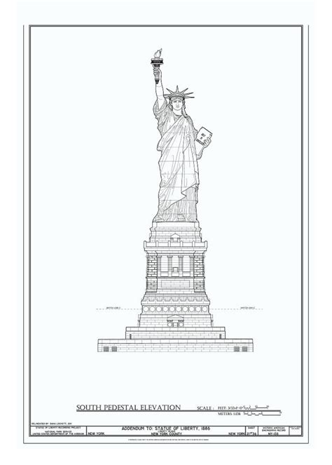 Statue Of Liberty Blueprint Wall Art Digital Download Pdf Etsy