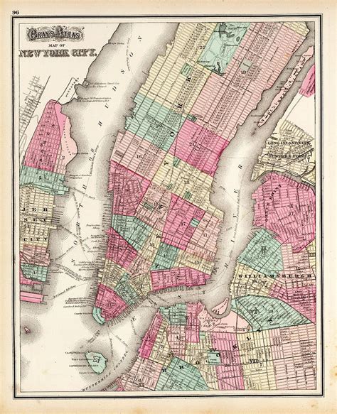 Antique Map Of New York City Painting By Celestial Images Pixels