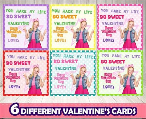 Jojo Siwa Valentine Cards 6 Differentjojo Siwa Cards Jojo