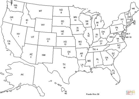 Free United States Map Coloring Page