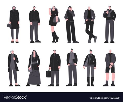 Modern Fashion Person Wear Black Clothes Stylish Vector Image