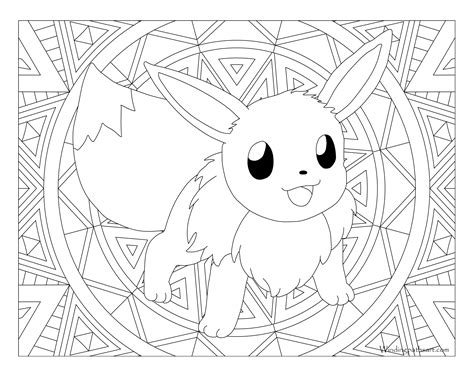 Adult Pokemon Coloring Page Eevee Windingpathsart