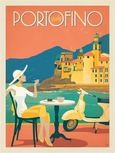 Portofino Travel Posters Retro Travel Poster Vintage Posters