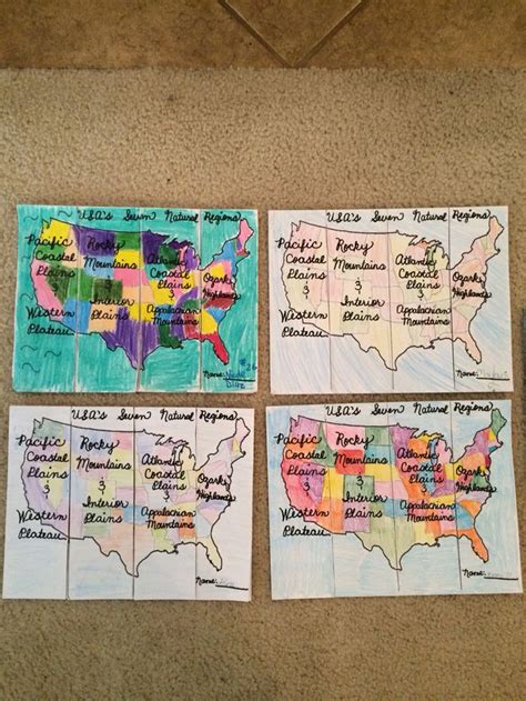 United States 7 Natural Regions Flip Map Front Cover 5th Grade Social