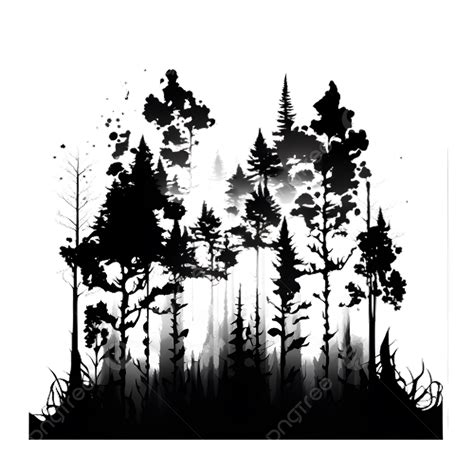 Gambar Ilustrasi Siluet Hutan Hutan Bayangan Hitam Ilustrasi Png
