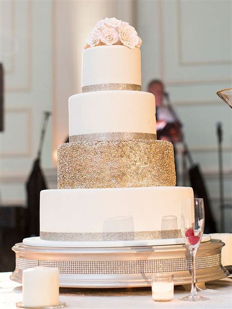 18 Wedding Cake Ideas With Silver And Gold Bling Gold Wedding Cake