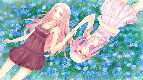 Wallpaper Illustration Flowers Long Hair Anime Girls Smiling Pink Hair Anemone Eureka