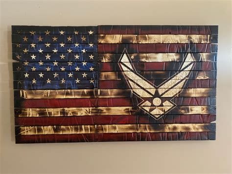 Us Air Force Wooden Flag Etsy
