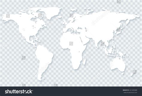 White World Map Shadow On Transparent Stock Vector Royalty Free