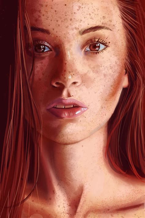 artstation red girl portrait