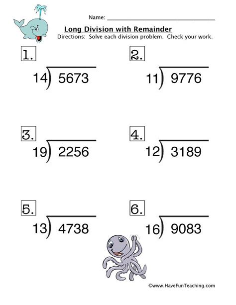 Division With Remainders 4th Grade