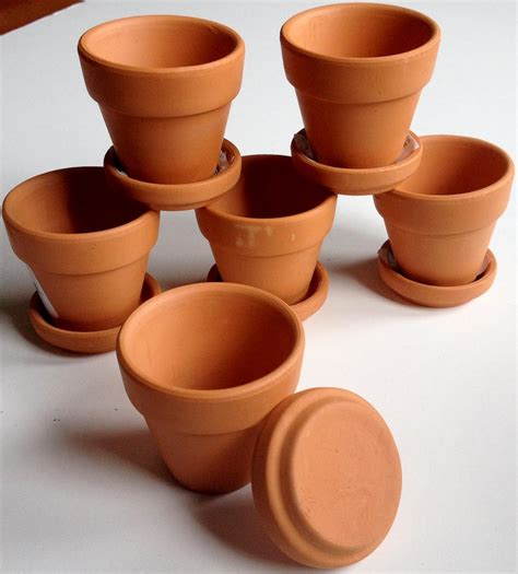 Mini Terra Cotta Pots With Saucers Set Of 6 Ebay