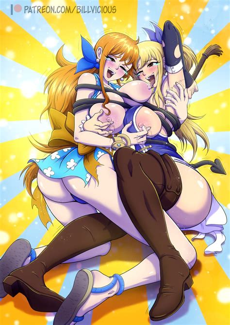rule 34 2girls billvicious blonde hair blush bound together breasts brown eyes crossover