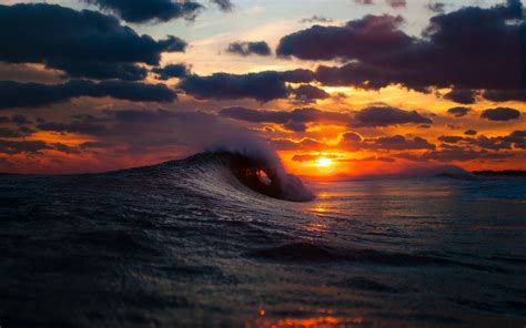 Sea Surf Wave Sunset Hd Wallpaper 817898