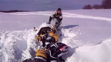 Snowmobile Stuck In Deep Snow Drift Youtube