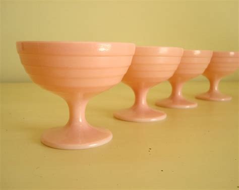 Hazel Atlas Moderntone Platonite Sherbet Cups Set Pink Etsy