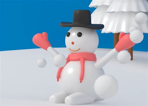 Cartoon Snowman 3D model low-poly | CGTrader