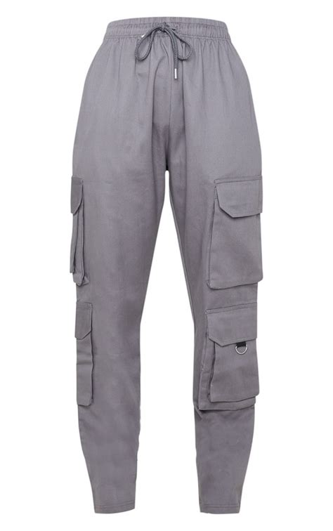 Grey Twill Oversized Utility Pant Prettylittlething Usa