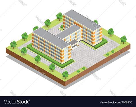 School Or University Or College Building Flat Vector Image
