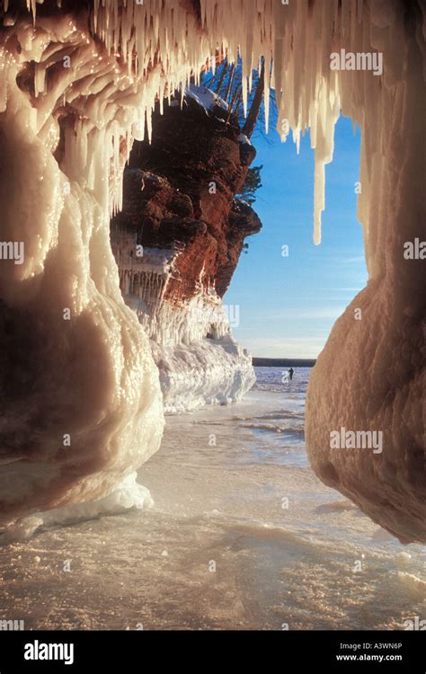 The Ice Covered Sea Caves Of Lake Superior At Squaw Point In Apostle