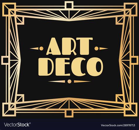 Gold Art Deco Frame Border With Graphic 1920s Vector Image