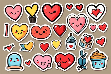 Printable Cute Love Heart Sticker Set Graphic By Pod Design · Creative