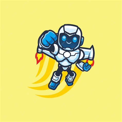 Premium Vector Cute Flying Robot Cartoon Mascot Design