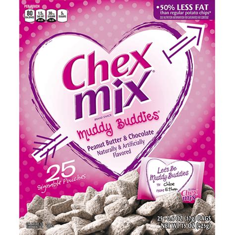 chex mix® muddy buddies® valentines peanut butter and chocolate snack mix 25 0 6 oz bags