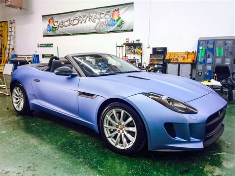 Matte or satin wraps transform a vehicle's surface from ordinary to. Matte Metallic Powder Blue Jaguar - GeckoWraps Las Vegas ...