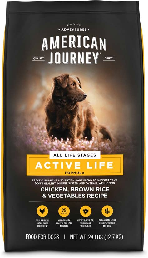 This is amazing for a budget dog food and will be more than enough to ensure your dog maintains a healthy immune system, bones, and muscles. American Journey Chicken & Brown Rice Protein First Recipe ...