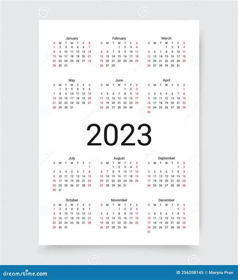 Calendario De 2023 Calendario Con 12 Meses Ilustración Vectorial