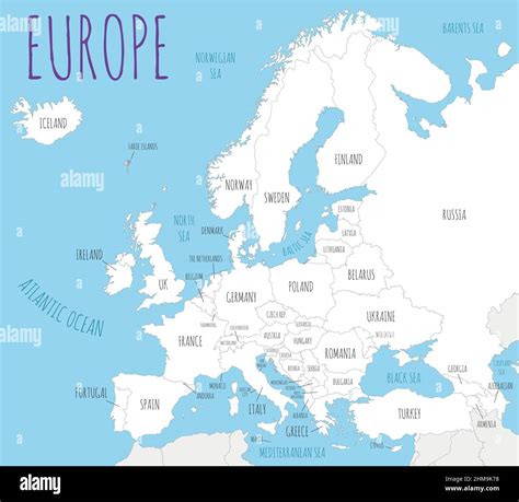 Political Europe Map Vector Illustration With Countries In White Color Editable And Clearly