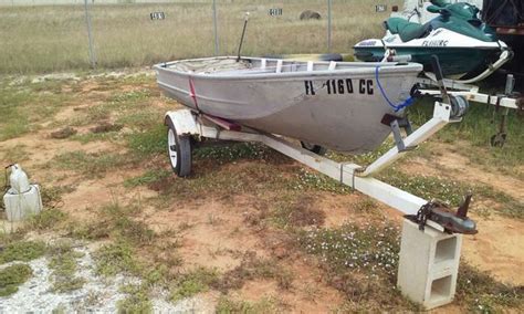 For Sale 12 Ft Aluminum John Boat Comes With Trailer Good Tires
