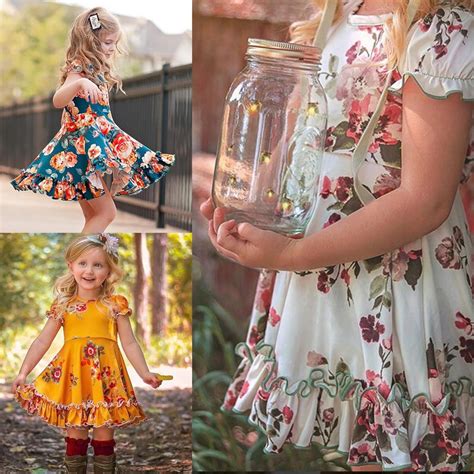 Buy Jne Ruched Ruffles Floral Flowers Princess Dresses Clothes Toddler