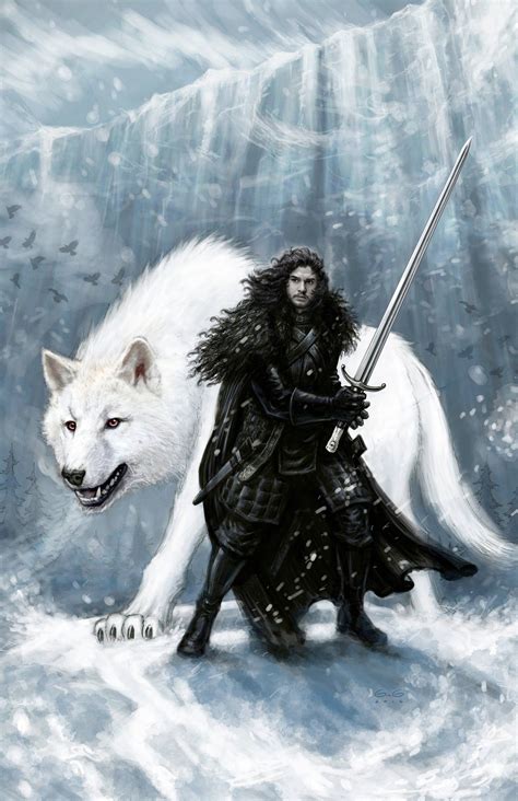 Jon Snow Ghost The Wall Etsy Game Of Thrones Artwork Arte Game Of