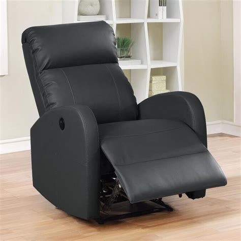 Ac Pacific Sean Modern Leather Infused Power Recliner Black In The Recliners Department At