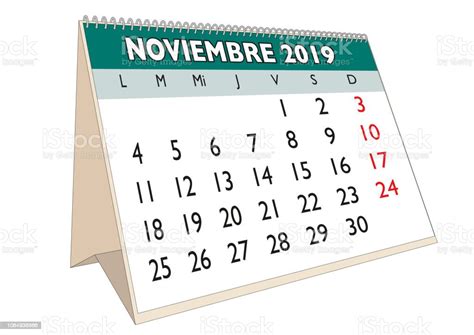 Desk Calendar November 2019 Spanish Stock Illustration Download Image