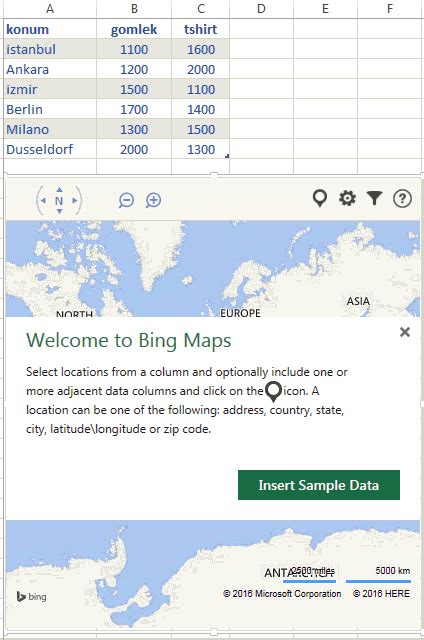 Excel Bing Map Harita Uygulamasi Excel Yardım